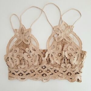 Free People Tan Lace Bandeau with Scalloped Trim